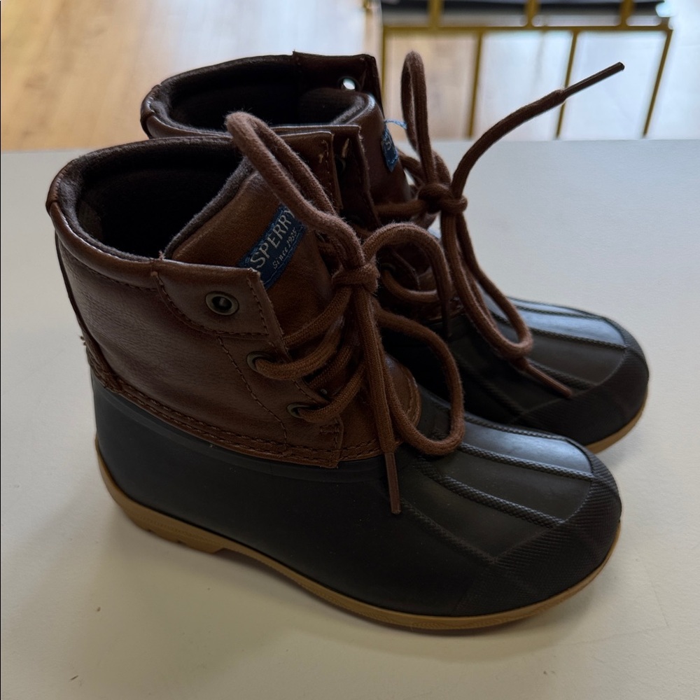 Sperry Kids Brown and Black Waterproof Duck Boots - 10 Toddler